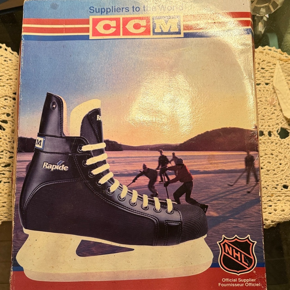 CCM Rapide Black and White Youth Ice Hockey Skates